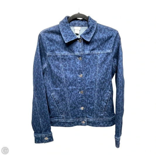 Jacket Denim By Chicos In Animal Print, Size: S