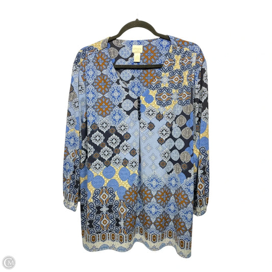 Blouse Long Sleeve By Chicos In Multi-colored, Size: Xl