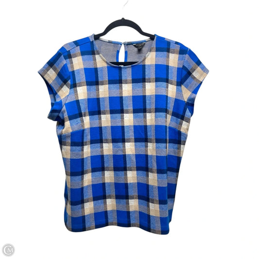Top Short Sleeve By Ann Taylor In Plaid Pattern, Size: Xlp