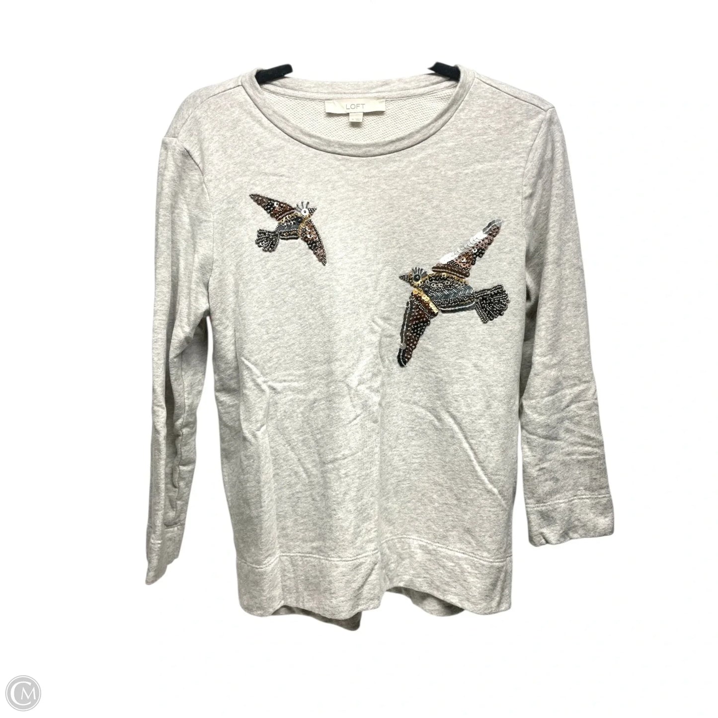 Sweatshirt Crewneck By Loft In Grey, Size: M