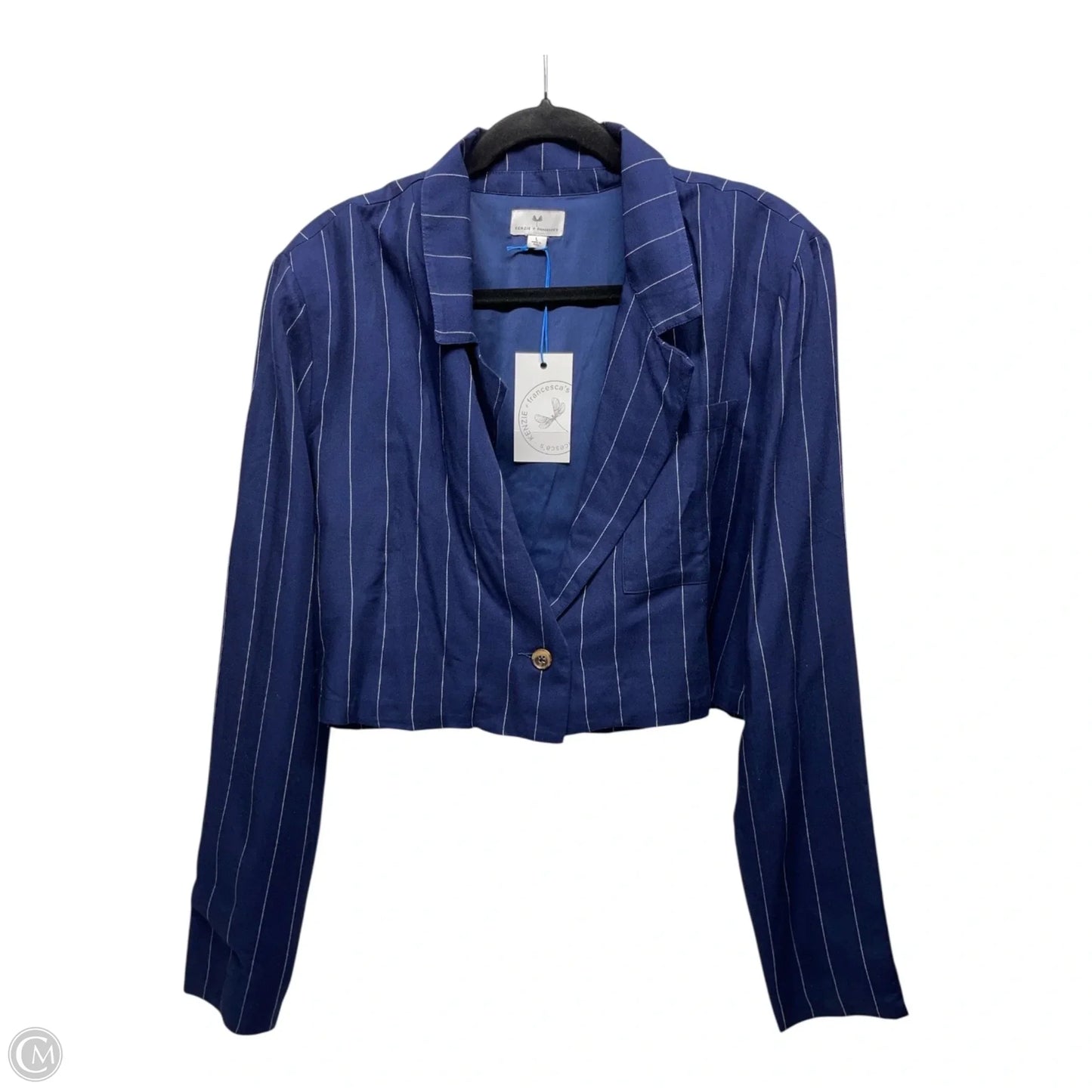 Blazer By Francesca's In Striped Pattern, Size: L