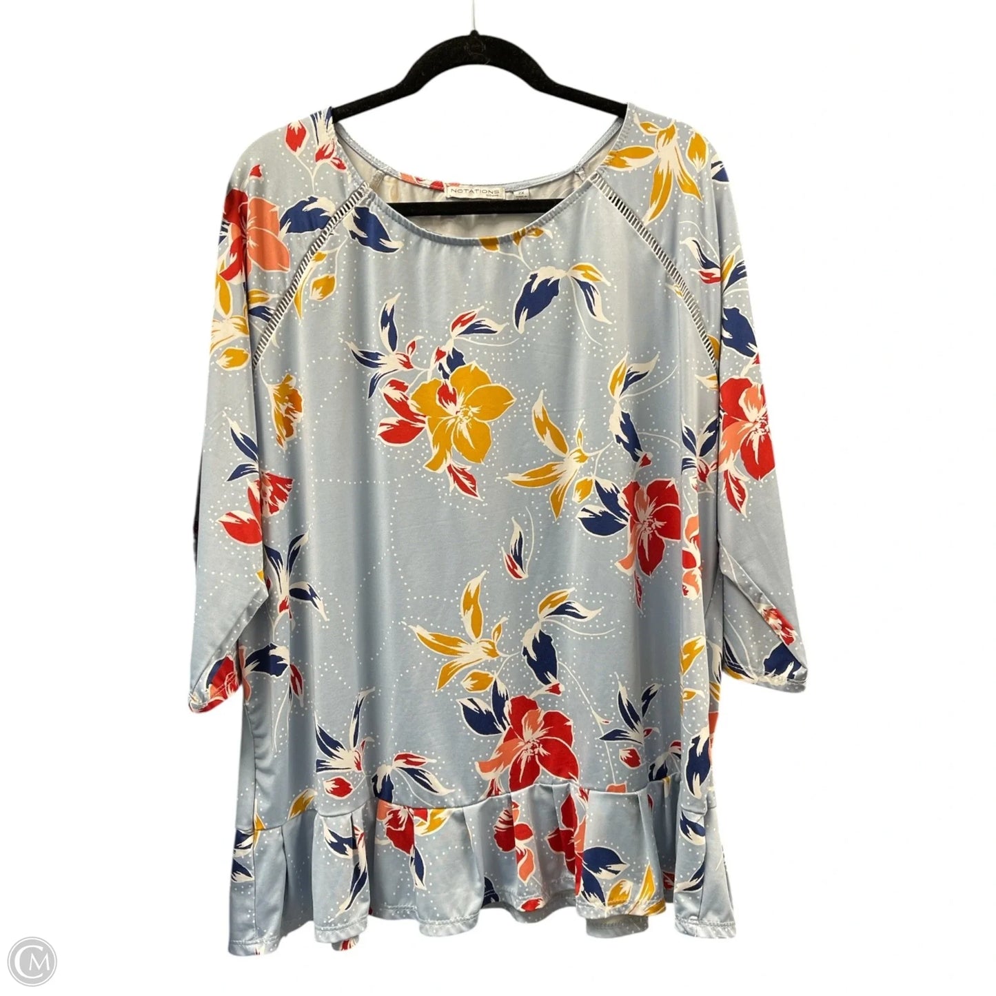 Top 3/4 Sleeve By Notations In Floral Print, Size: 2x