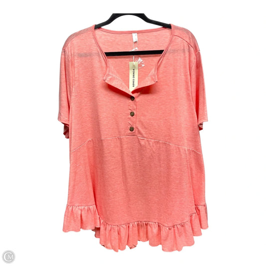 Top Short Sleeve By Agnes Orinda In Coral, Size: 2x