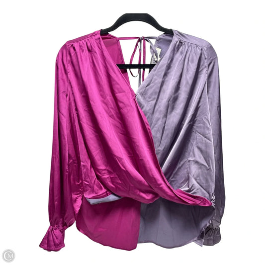 Blouse Long Sleeve By She + Sky In Pink & Purple, Size: M
