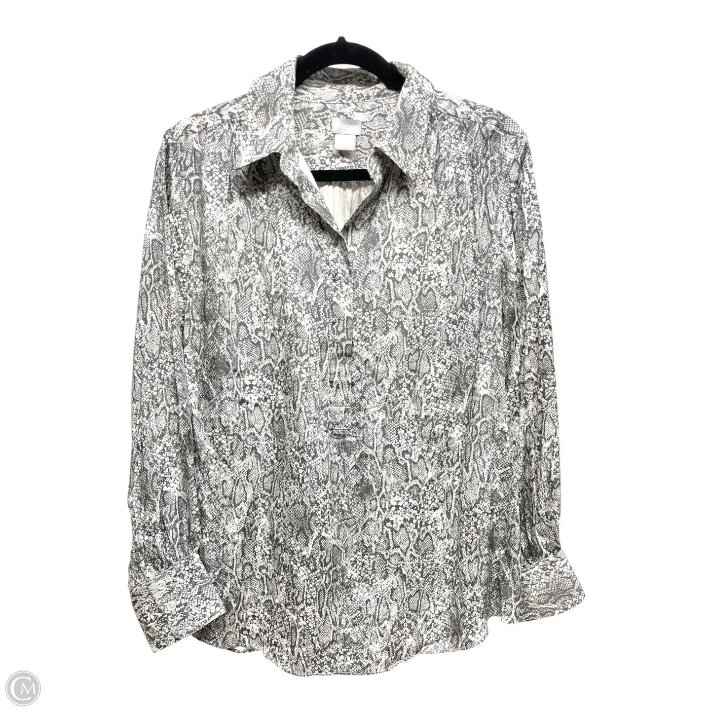 Tunic Long Sleeve By Chicos In Snakeskin Print, Size: L