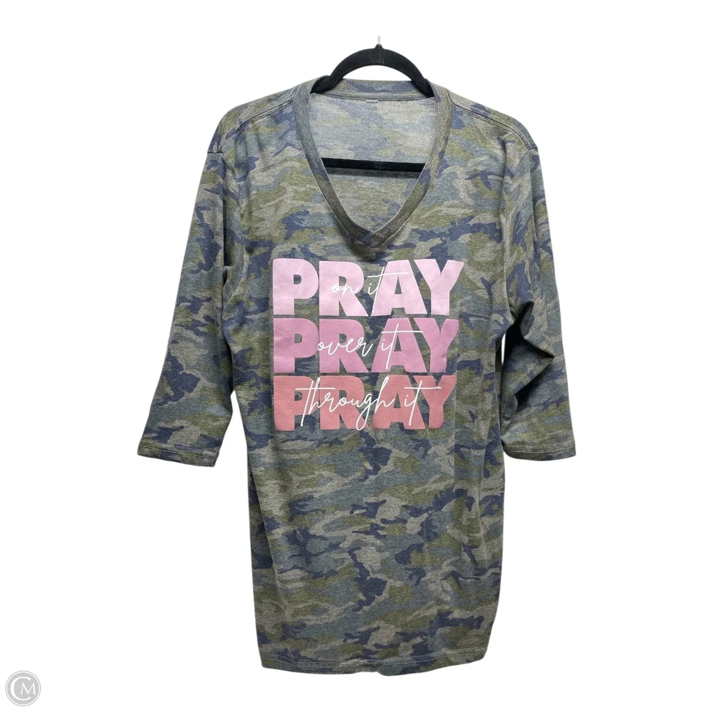 Top 3/4 Sleeve By Clothes Mentor In Camouflage Print, Size: 2x