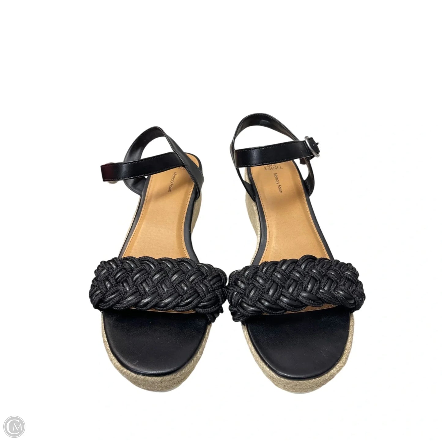Shoes Heels Wedge By Time And Tru In Black & Tan, Size: 10