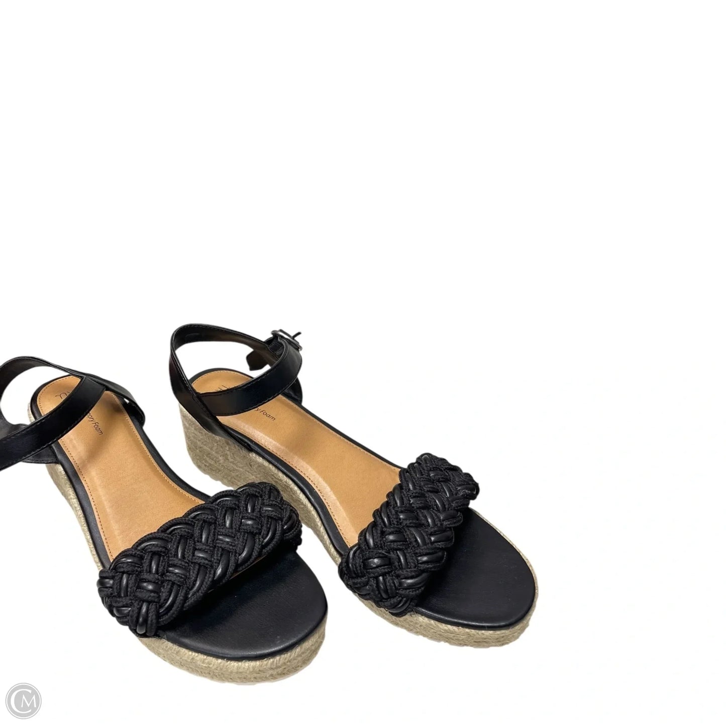 Shoes Heels Wedge By Time And Tru In Black & Tan, Size: 10
