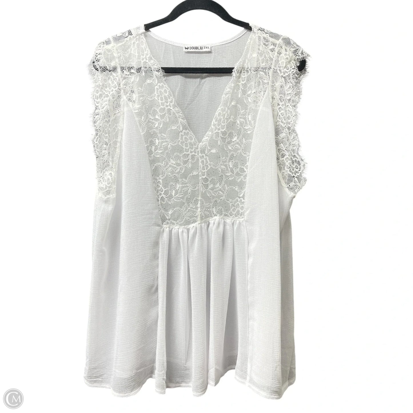 Top Short Sleeve By doublju -  In White, Size: 2x