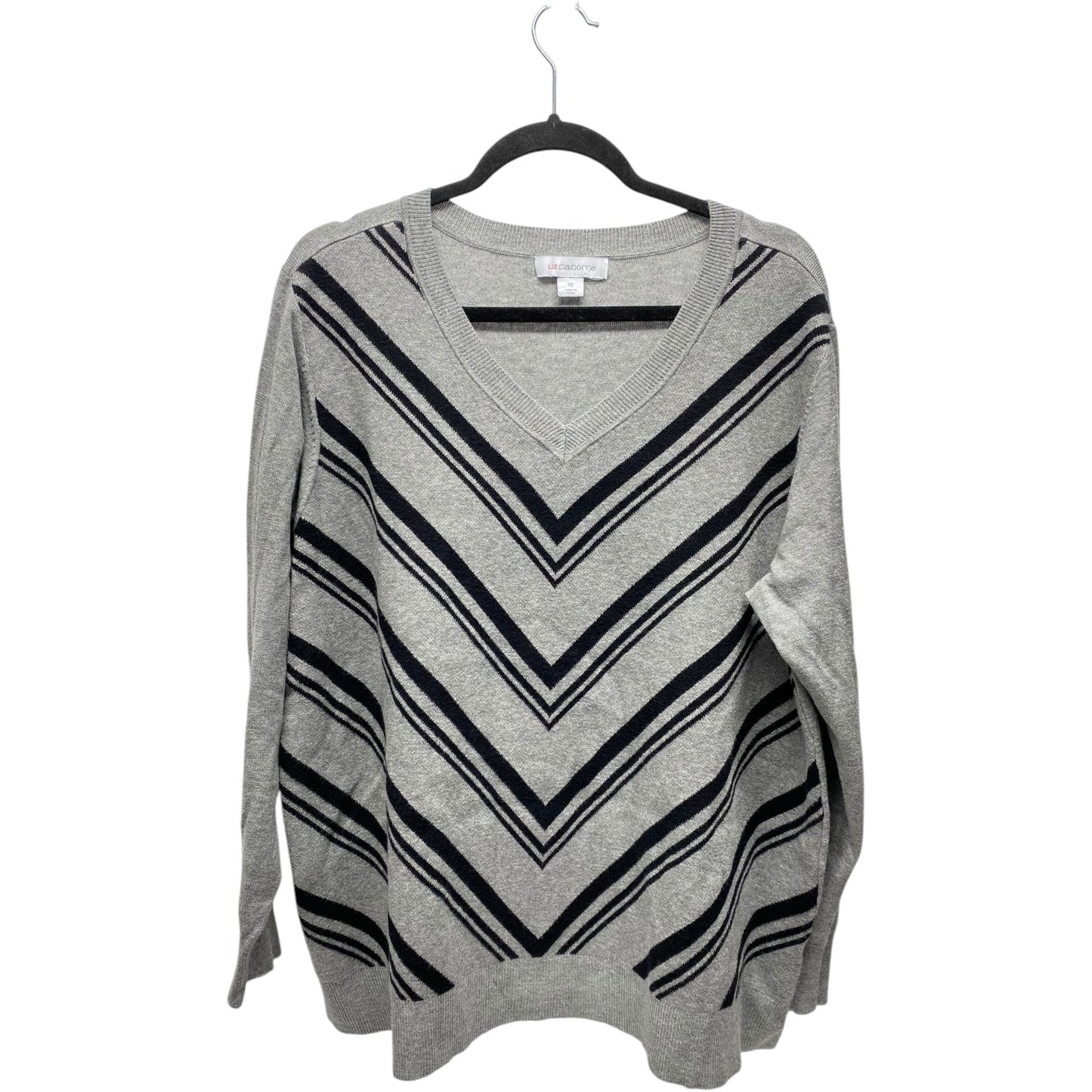 Sweater By Liz Claiborne In Black & Grey, Size: 1x