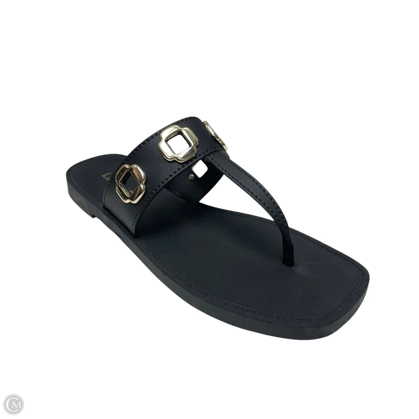 Sandals Flats By LARROUDE In Black & Gold, Size: 7