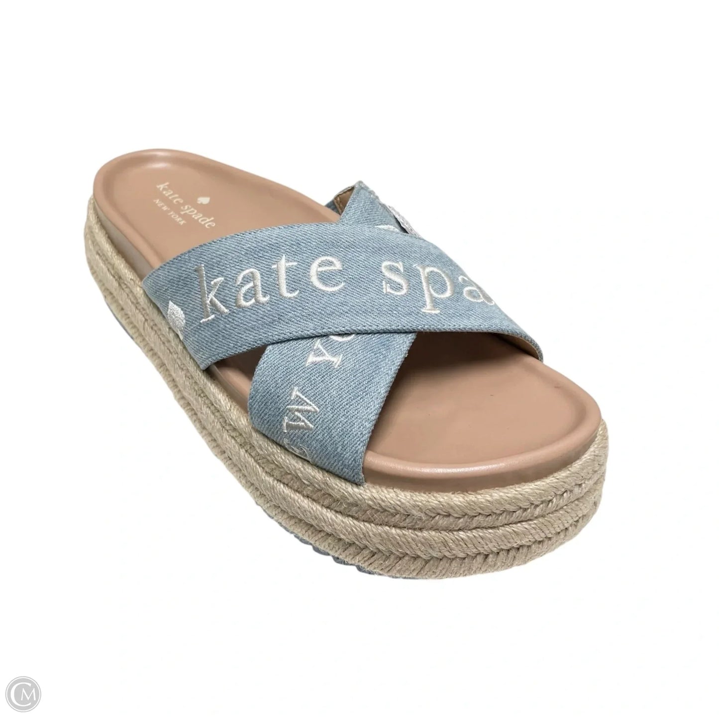 Sandals Designer By Kate Spade In Blue & Tan, Size: 9.5