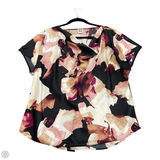 Blouse Short Sleeve By Anne Klein In Multi-colored, Size: L
