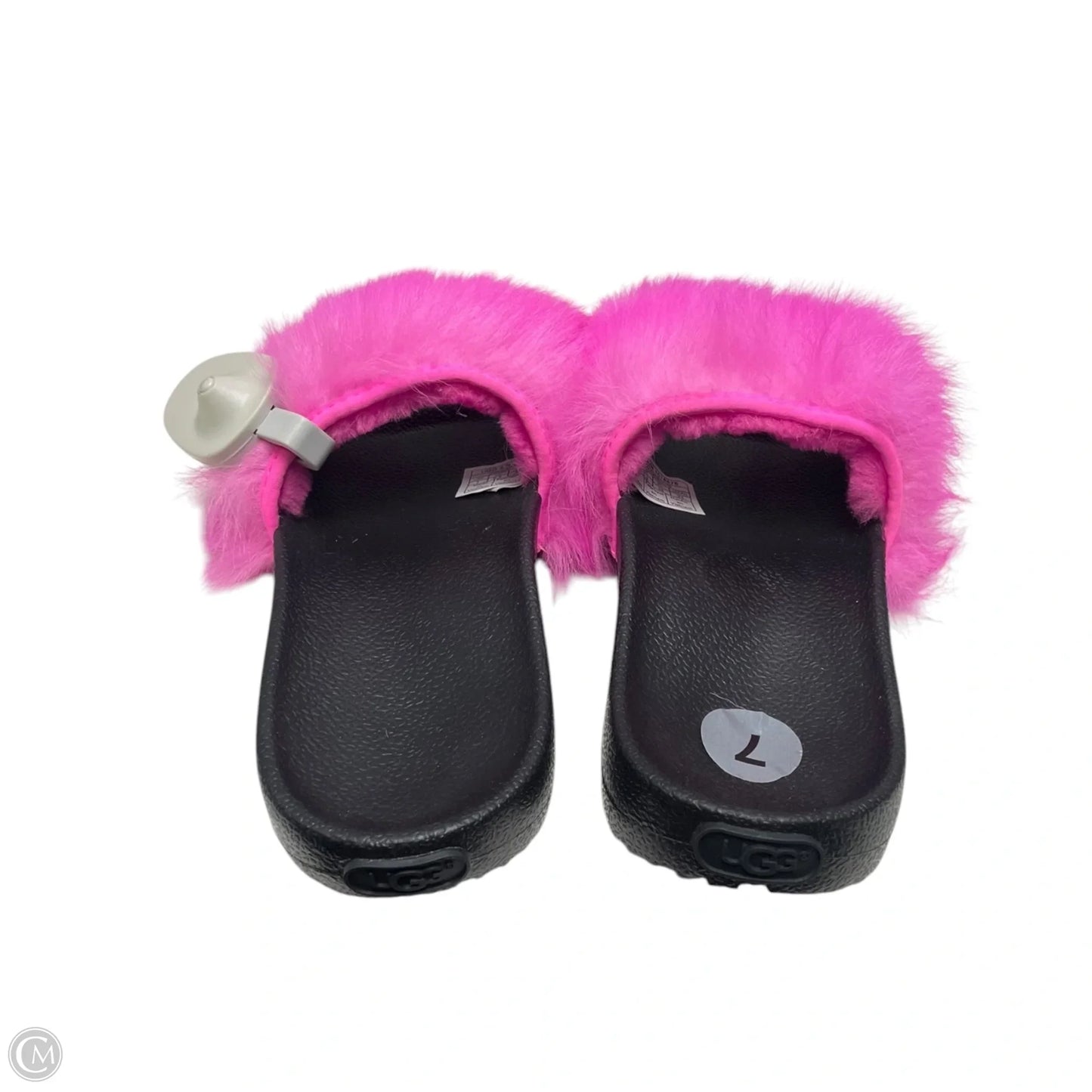 Sandals Designer By Ugg In Black & Pink, Size: 7