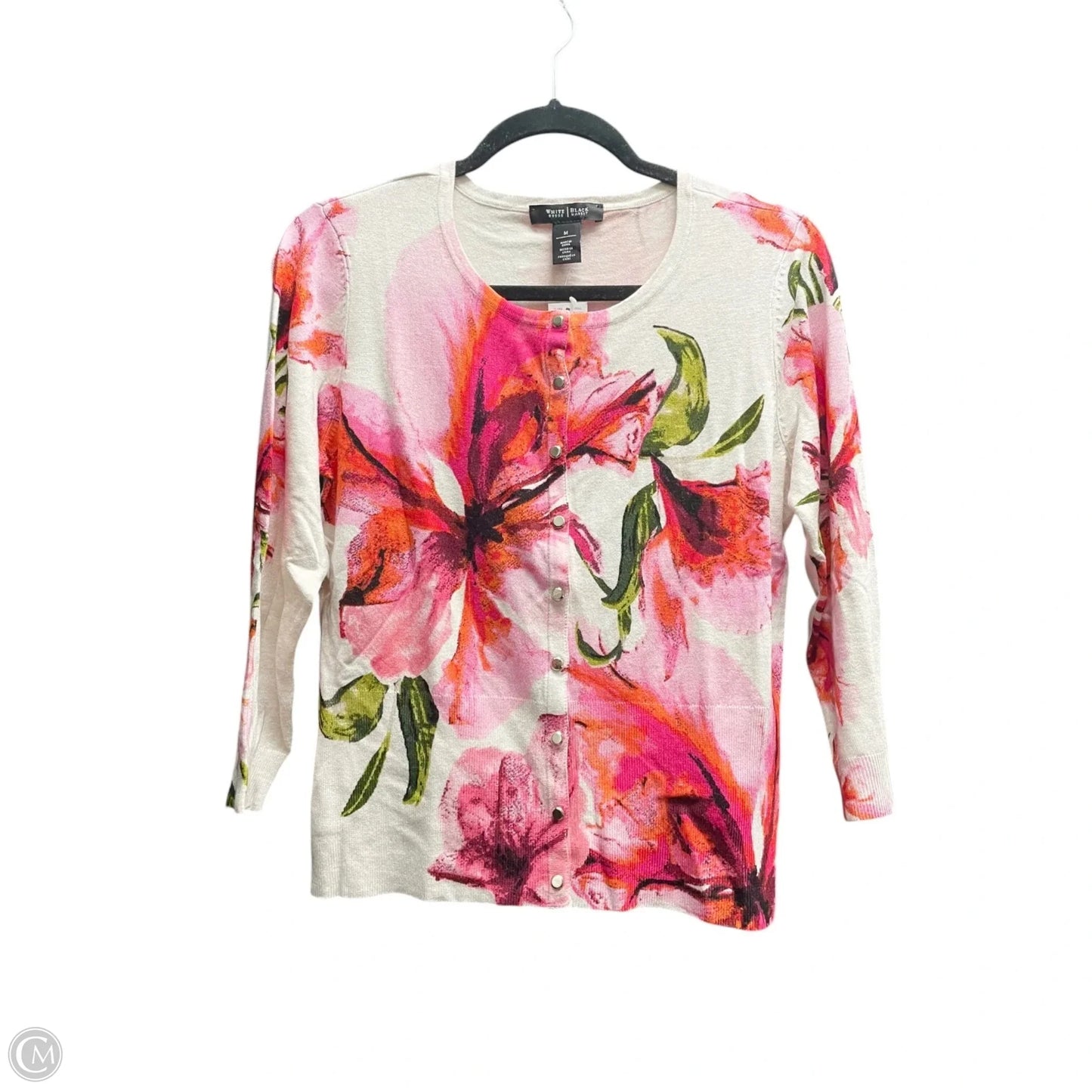 Sweater Cardigan By White House Black Market In Floral Print, Size: M