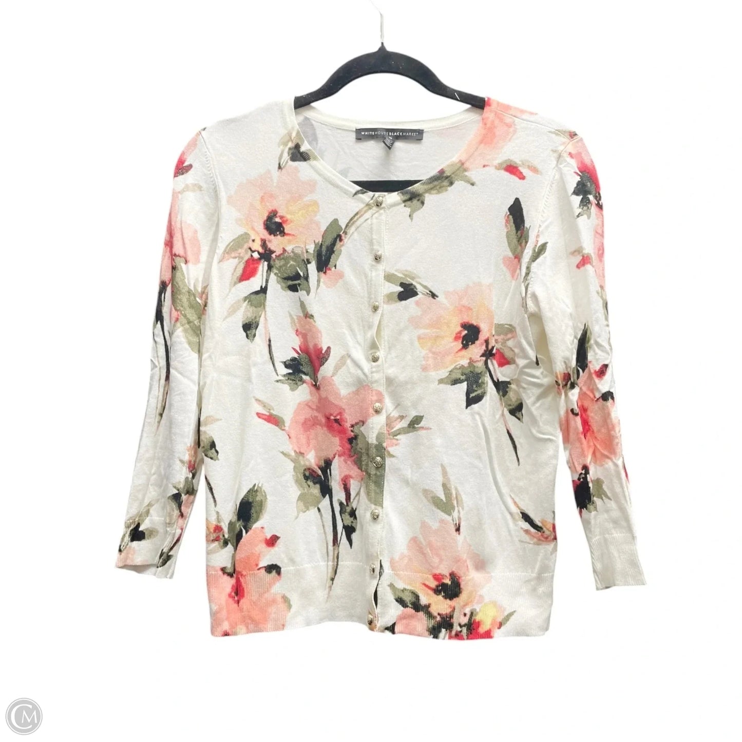 Sweater Cardigan By White House Black Market In Floral Print, Size: M