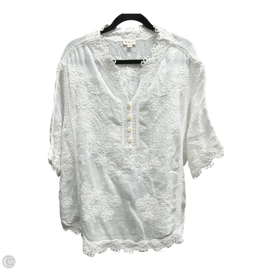 Blouse Short Sleeve By Pol In White, Size: Osfm