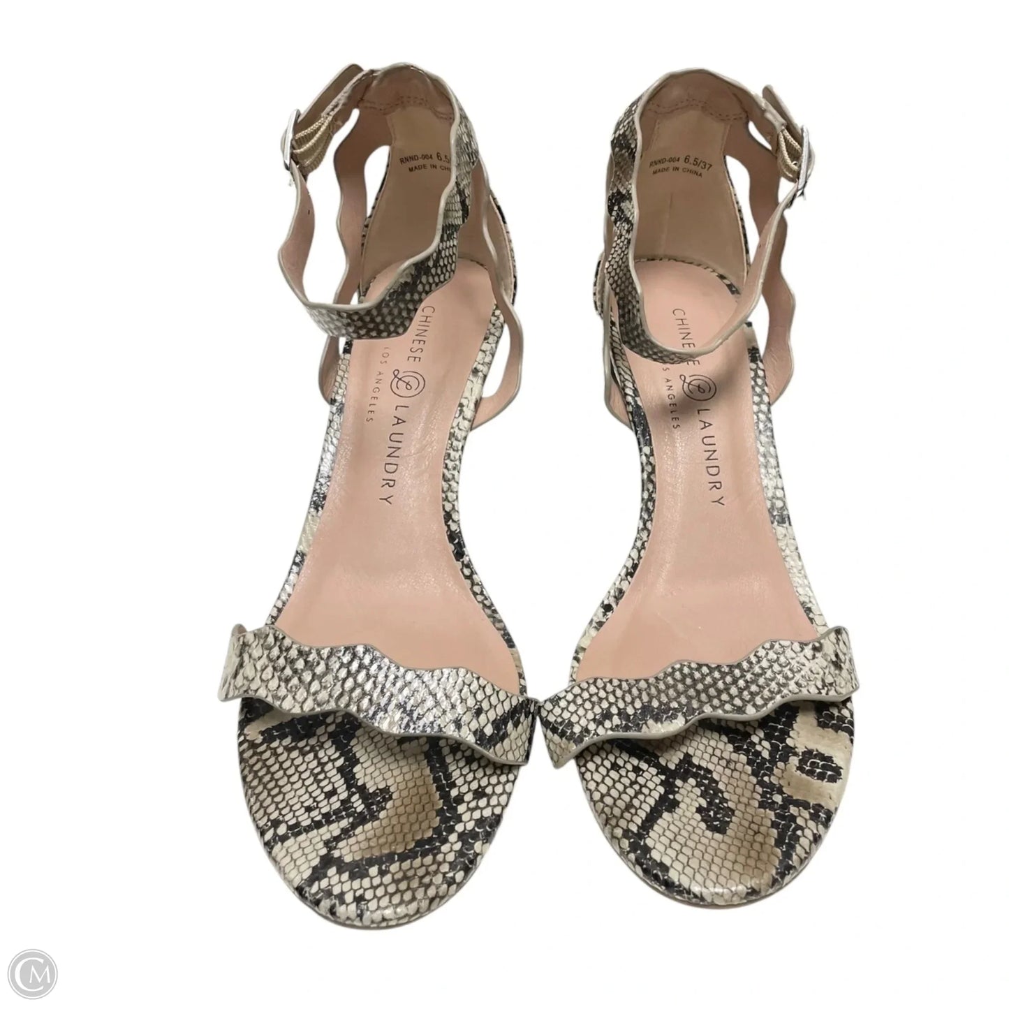 Sandals Heels Stiletto By Chinese Laundry In Snakeskin Print, Size: 6.5