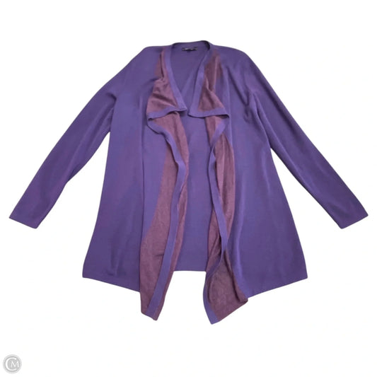 Sweater Cardigan Designer By Lafayette 148 In Purple, Size: L