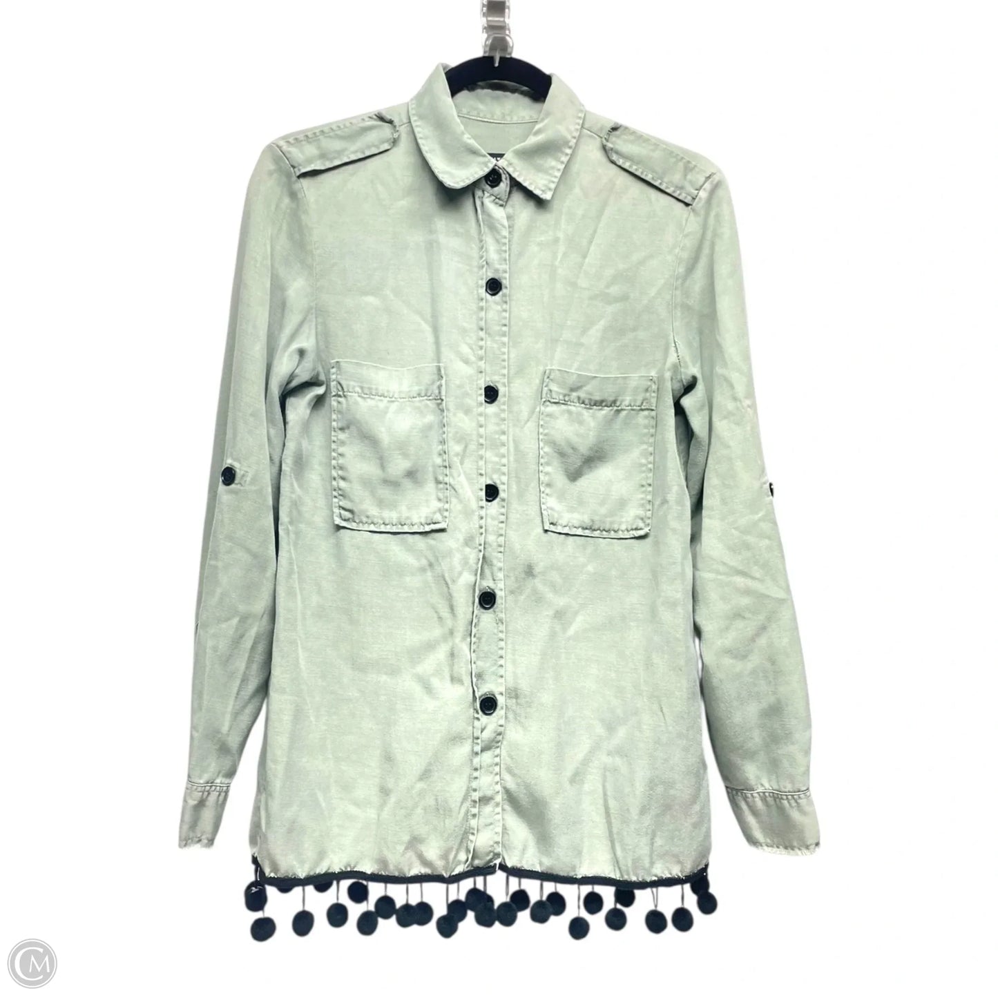 Top Long Sleeve By Zara Women In Green, Size: S