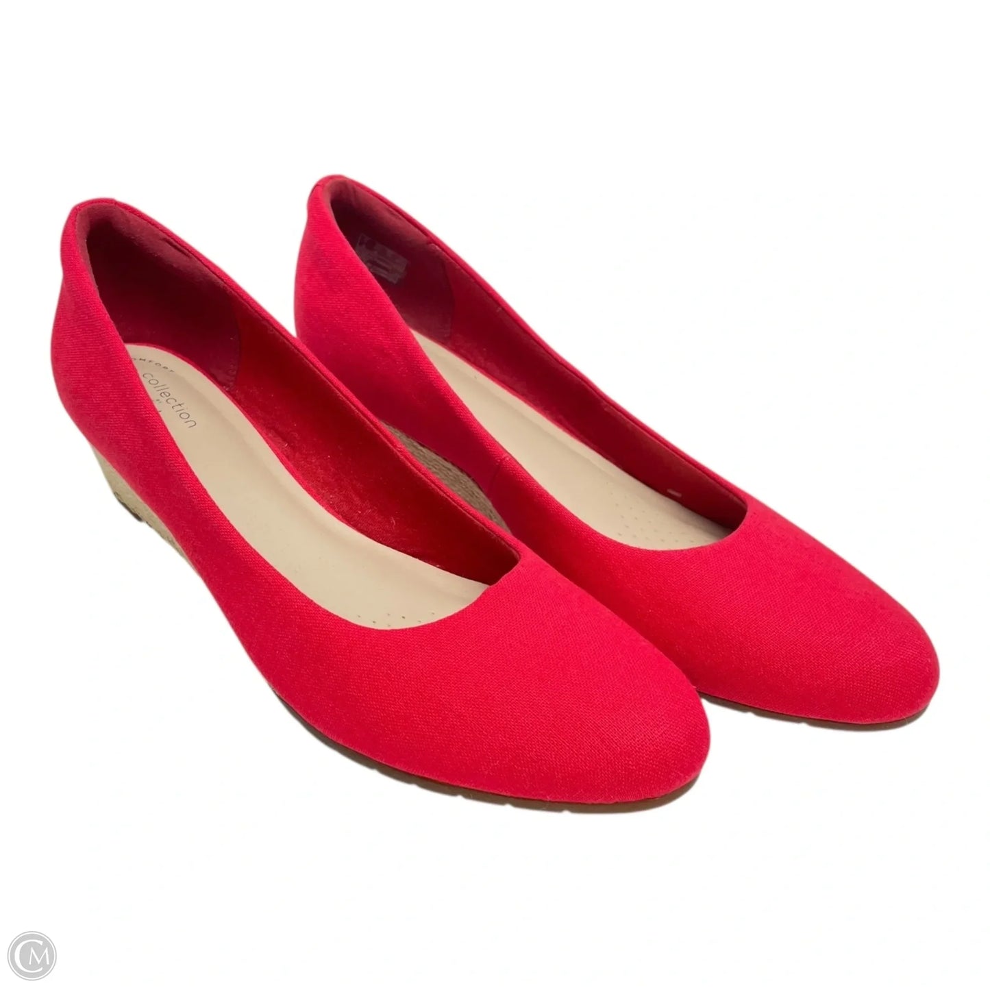 Shoes Heels Wedge By Clarks In Red & Tan, Size: 9.5