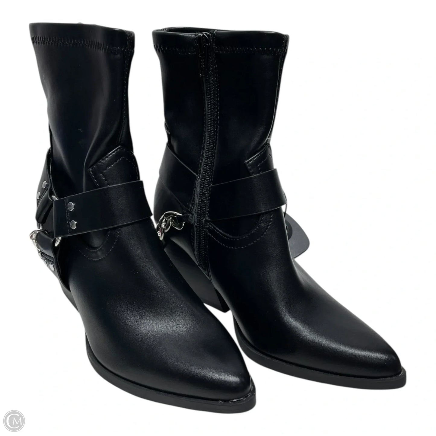 Boots Ankle Heels By Dolce Vita In Black & Silver, Size: 5