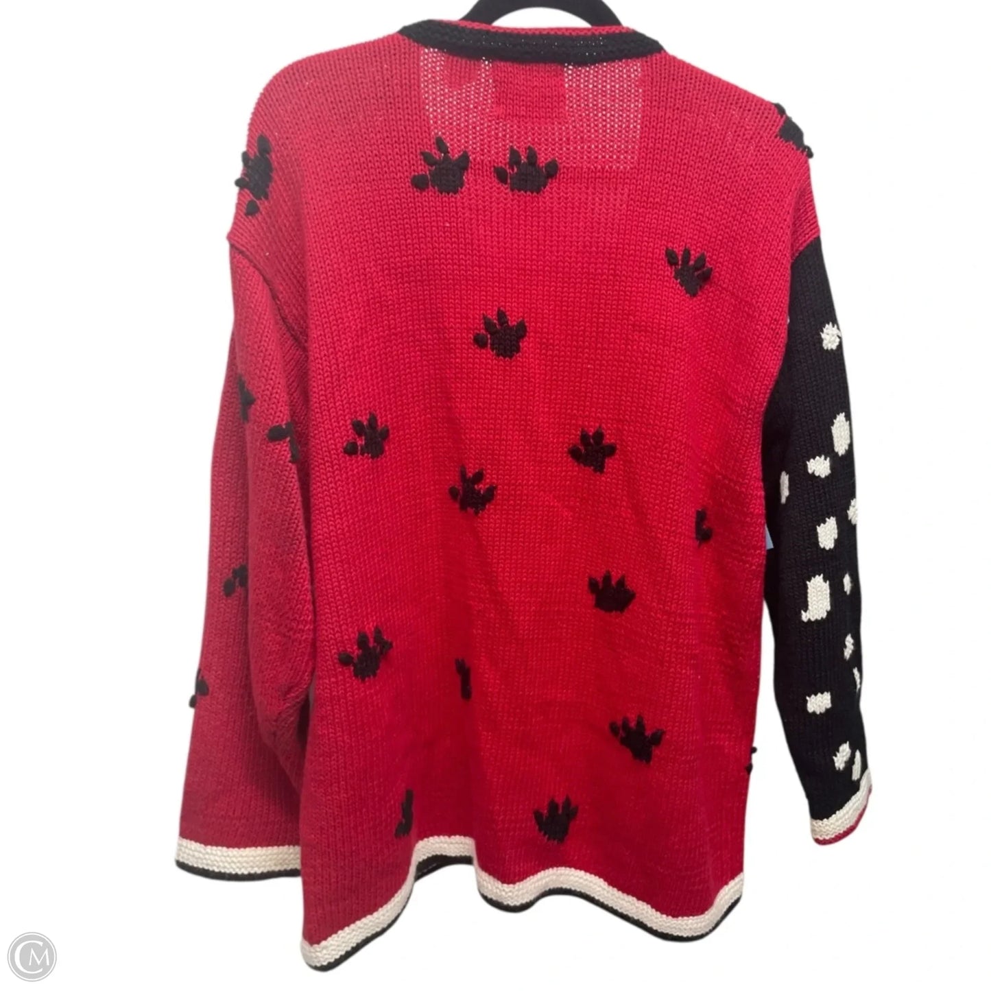 Sweater Cardigan By storybook knits - DOGS  In Black & Red, Size: 1x