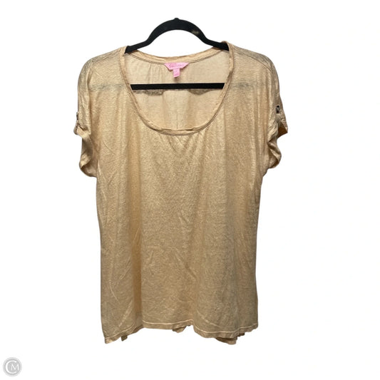 Top Short Sleeve Designer By Lilly Pulitzer In Tan, Size: L