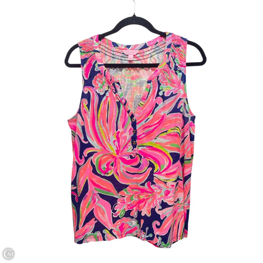 Top Sleeveless Designer By Lilly Pulitzer In Blue & Pink, Size: L