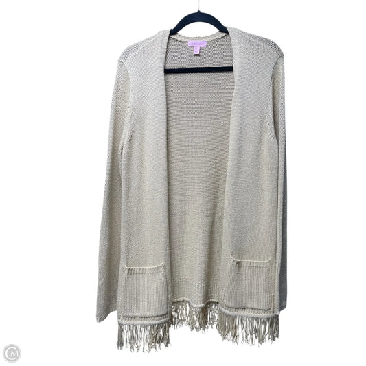 Sweater Cardigan Designer By Lilly Pulitzer In Tan, Size: L