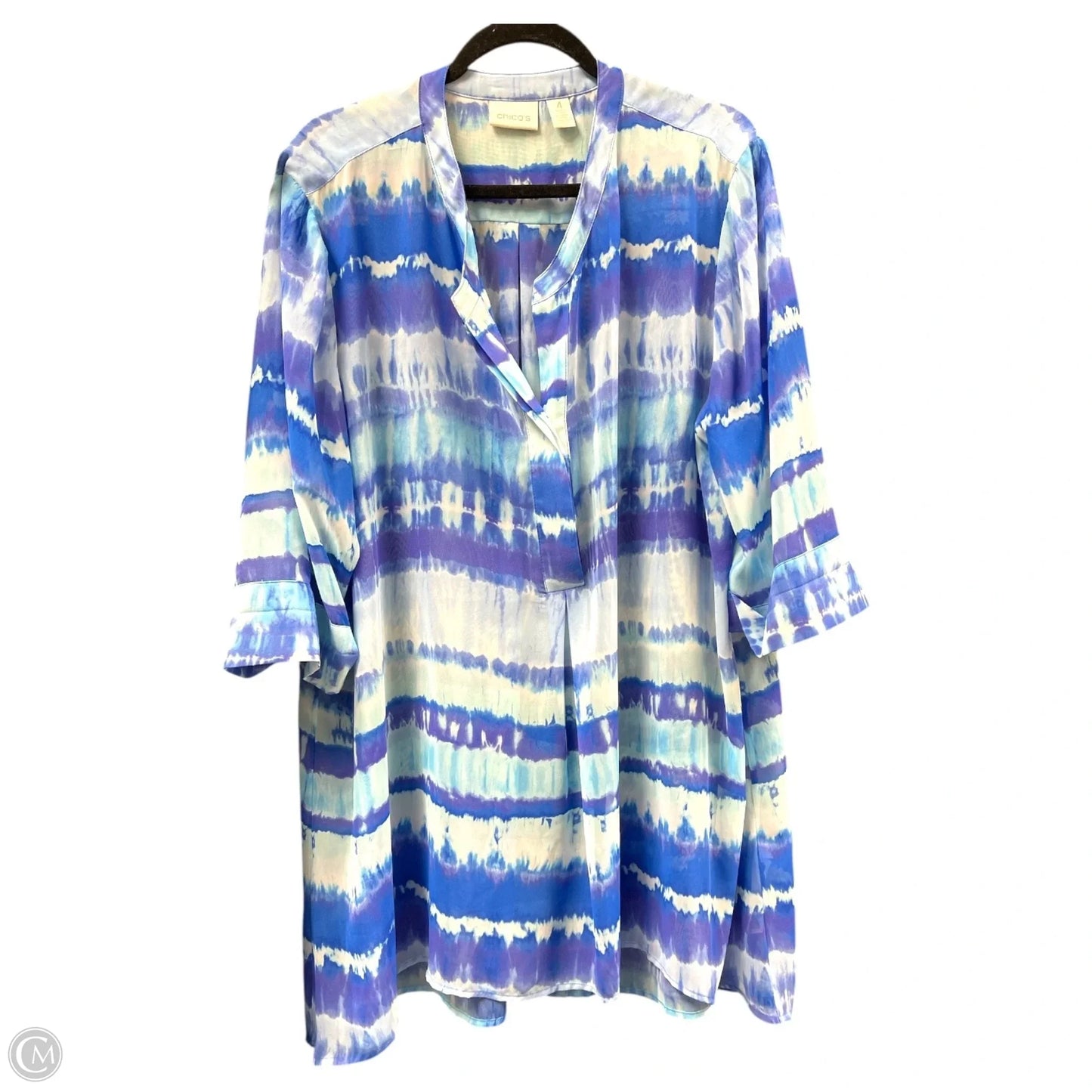 Blouse 3/4 Sleeve By Chicos In Blue, Size: Xxl