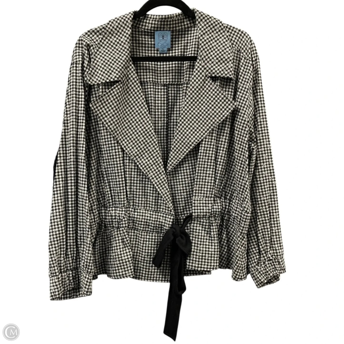 Top Long Sleeve By Cece In Black & White, Size: Xl