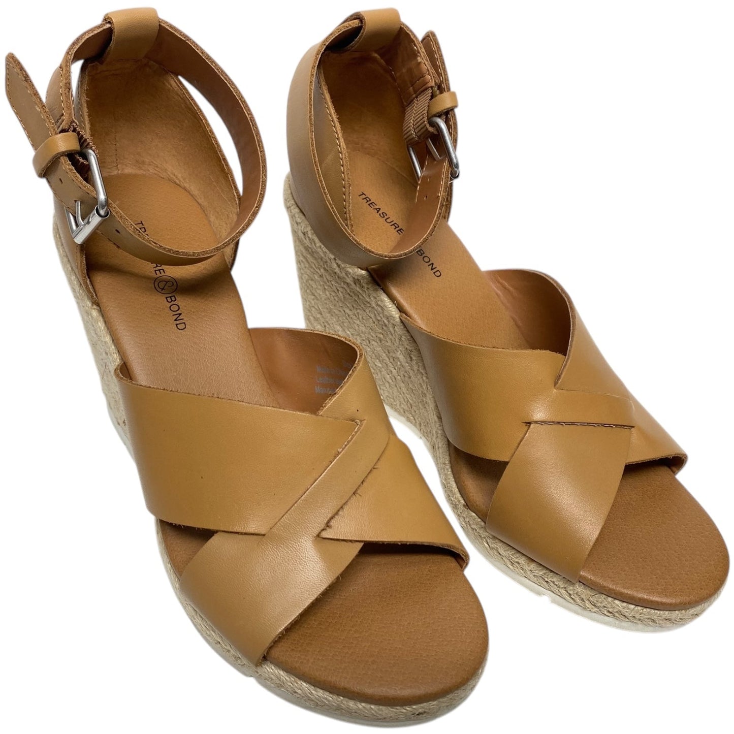 Sandals Heels Wedge By Treasure And Bond In Brown, Size: 7