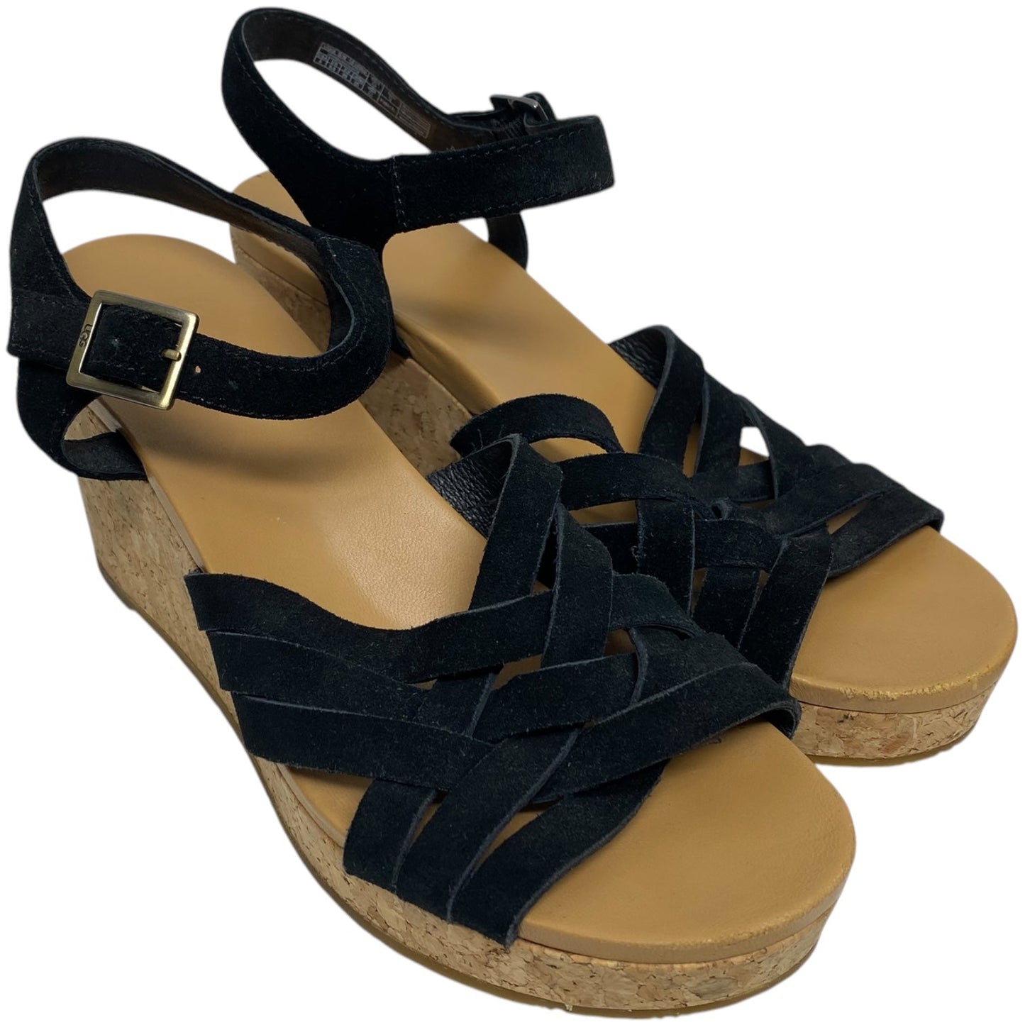 Sandals Heels Wedge By Ugg In Black & Brown, Size: 8