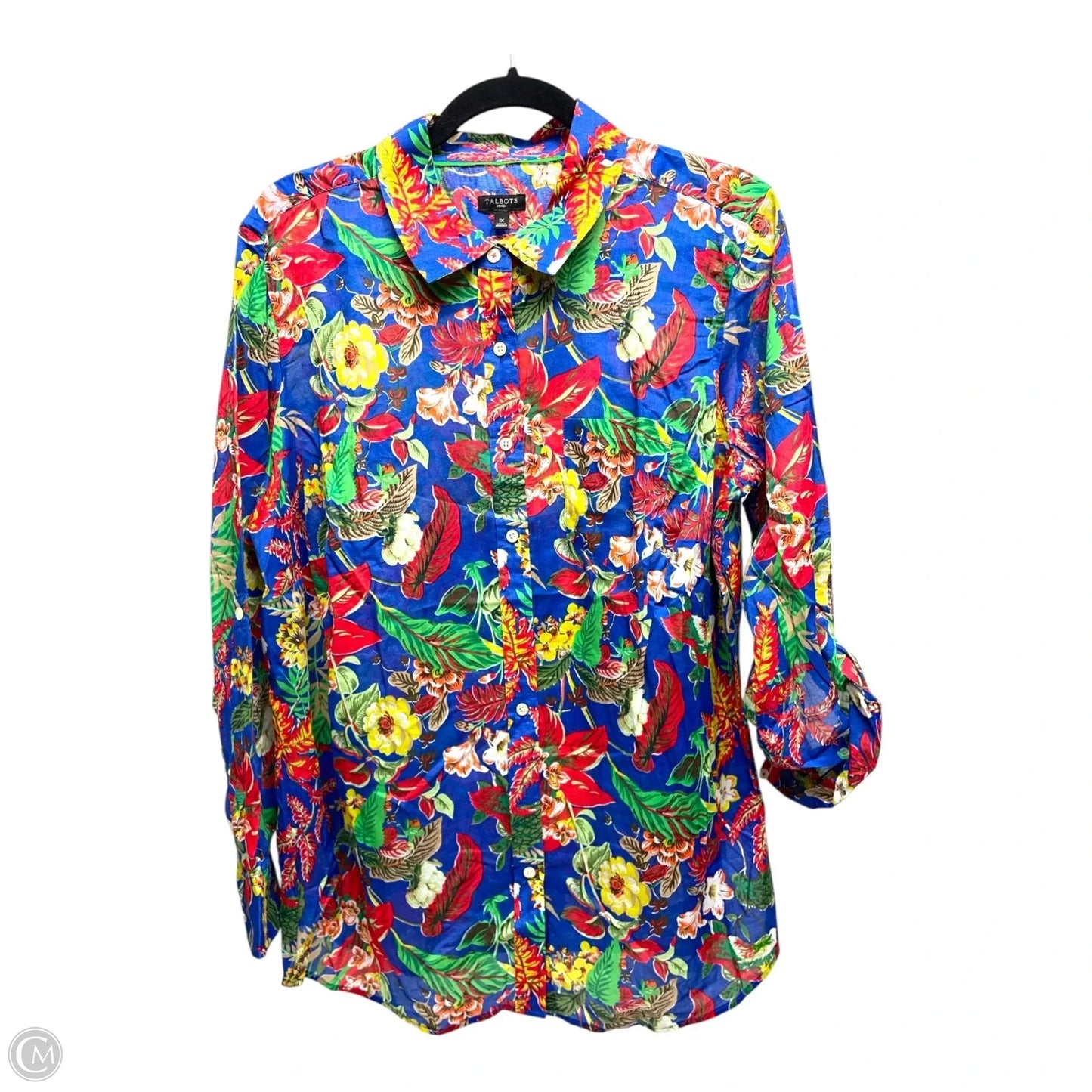 Top 3/4 Sleeve By Talbots In Floral Print, Size: 1x