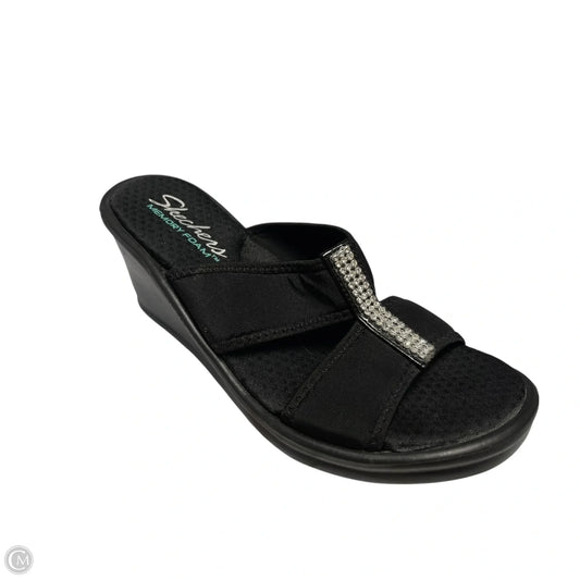 Sandals Heels Wedge By Skechers In Black, Size: 6