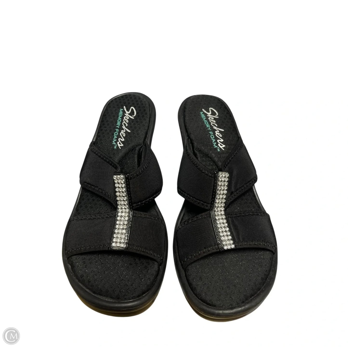 Sandals Heels Wedge By Skechers In Black, Size: 6
