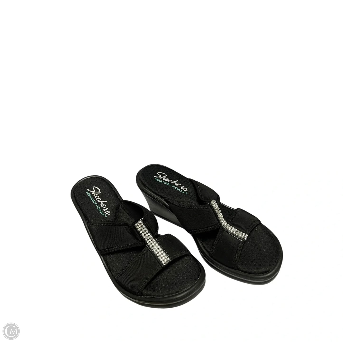 Sandals Heels Wedge By Skechers In Black, Size: 6