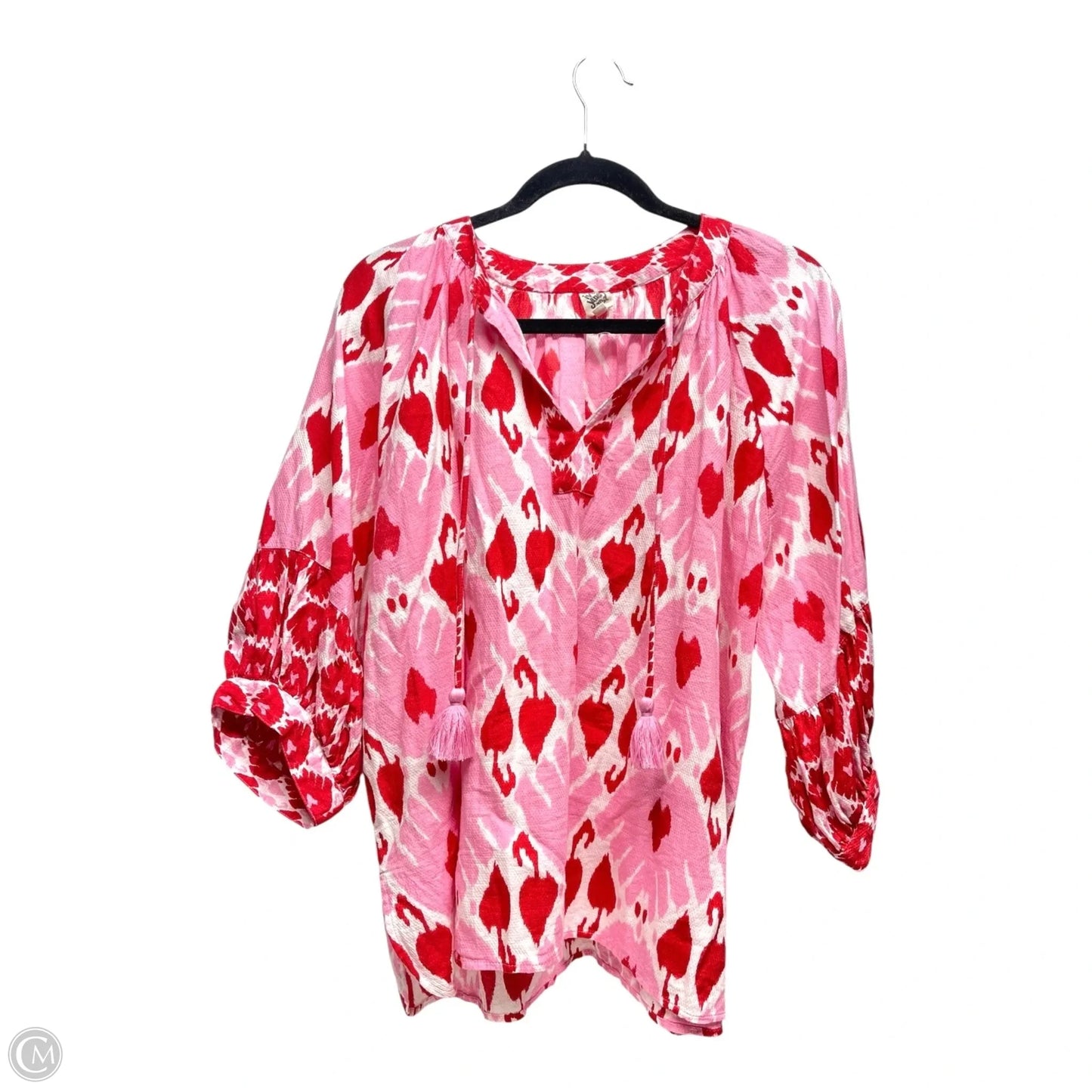 Top 3/4 Sleeve By Ivy Jane In Pink & Red, Size: Xl