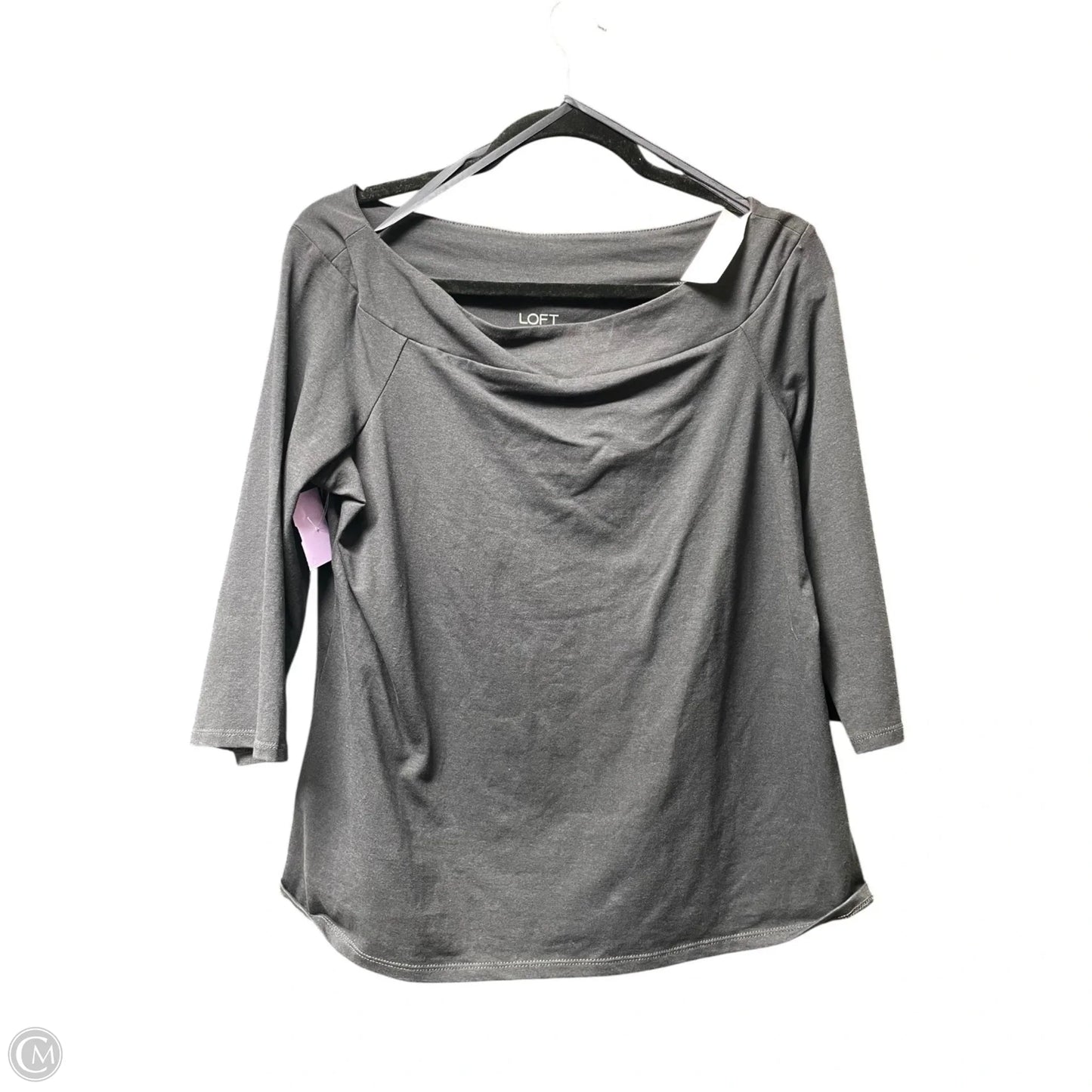 Top 3/4 Sleeve By Loft In Grey, Size: L