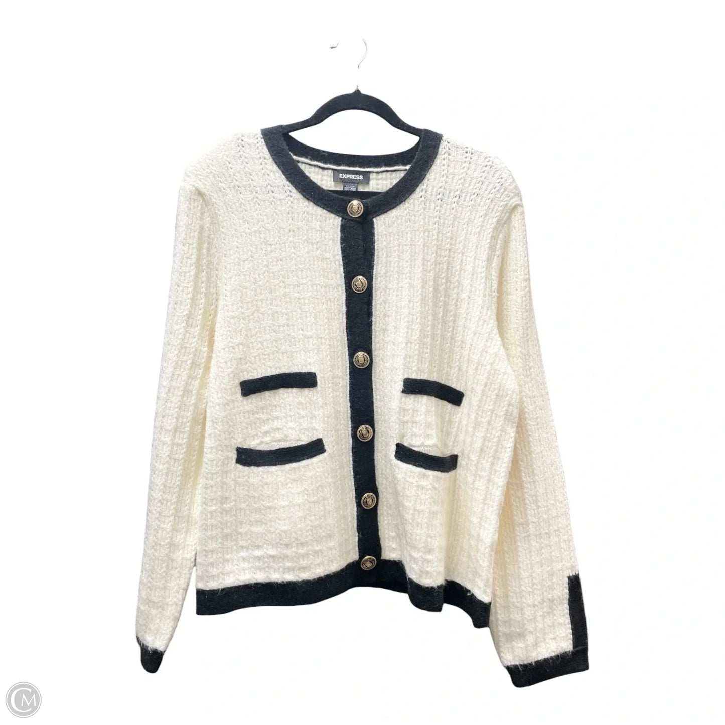 Sweater Cardigan By Express In Black & White, Size: Xl
