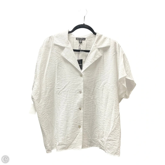 Top Short Sleeve By Saks Fifth Avenue In White, Size: Xl