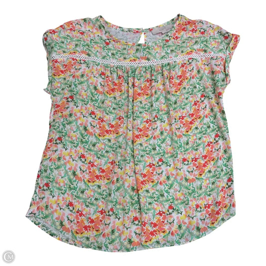 Top Short Sleeve By Loft In Floral Print, Size: M
