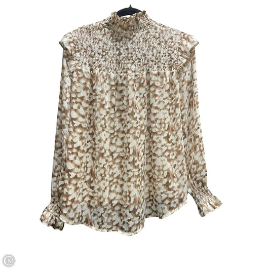 Top Long Sleeve By Thml In Brown & White, Size: S