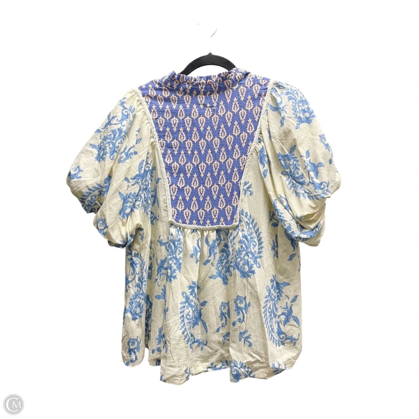 Top Short Sleeve By Umgee In Blue & White, Size: M
