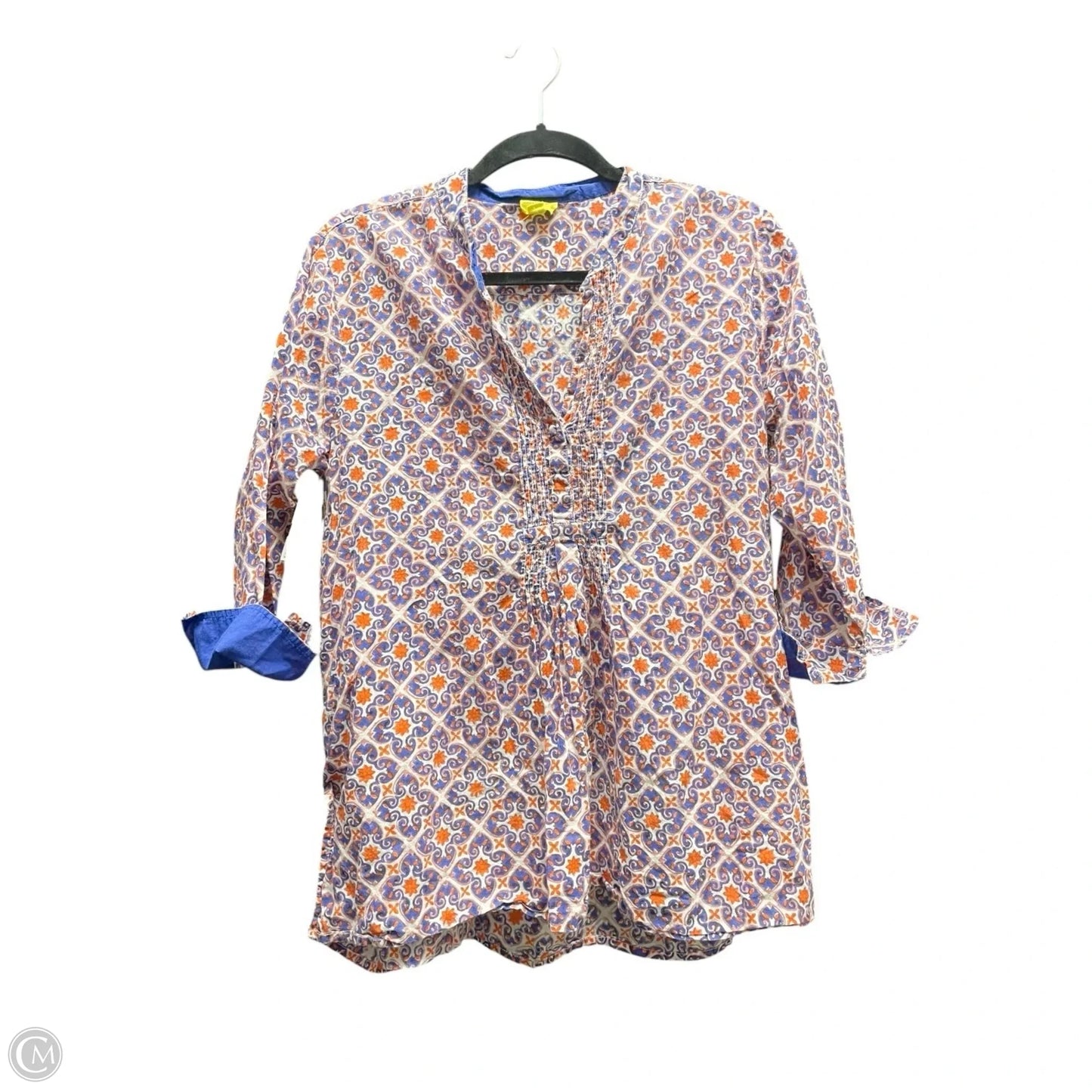Top Long Sleeve By Roller Rabbit In Blue & Orange, Size: L