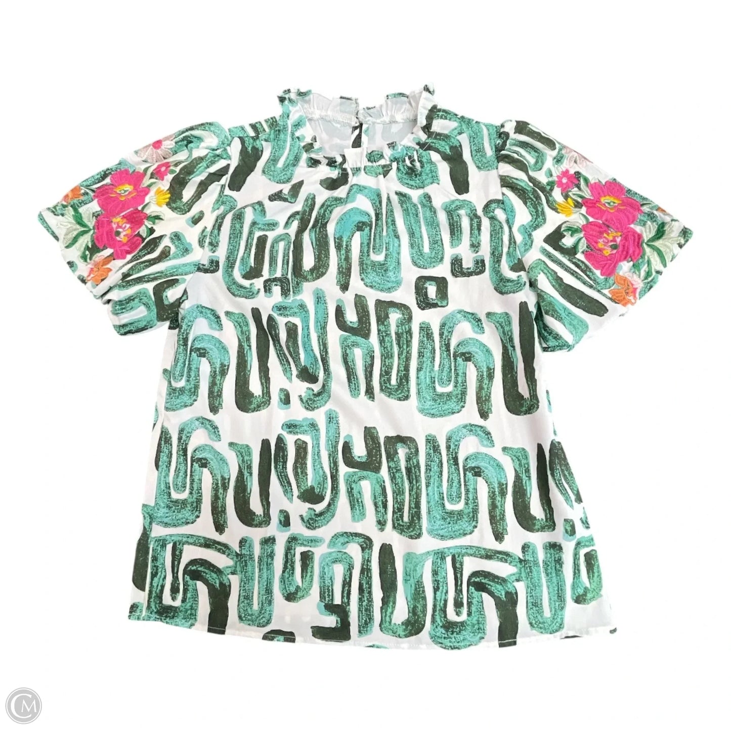Top Short Sleeve By Clothes Mentor In Green & Pink, Size: M