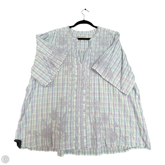 Top Short Sleeve Designer By Johnny Was In Blue & Purple, Size: Xl