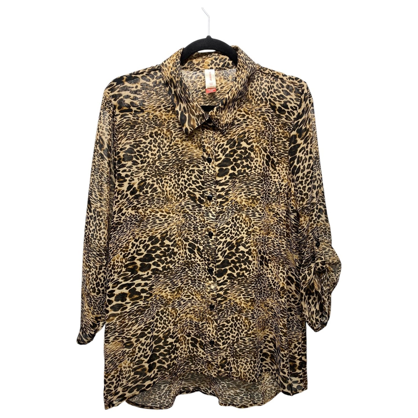 Top Long Sleeve By No Boundaries In Animal Print, Size: 2x