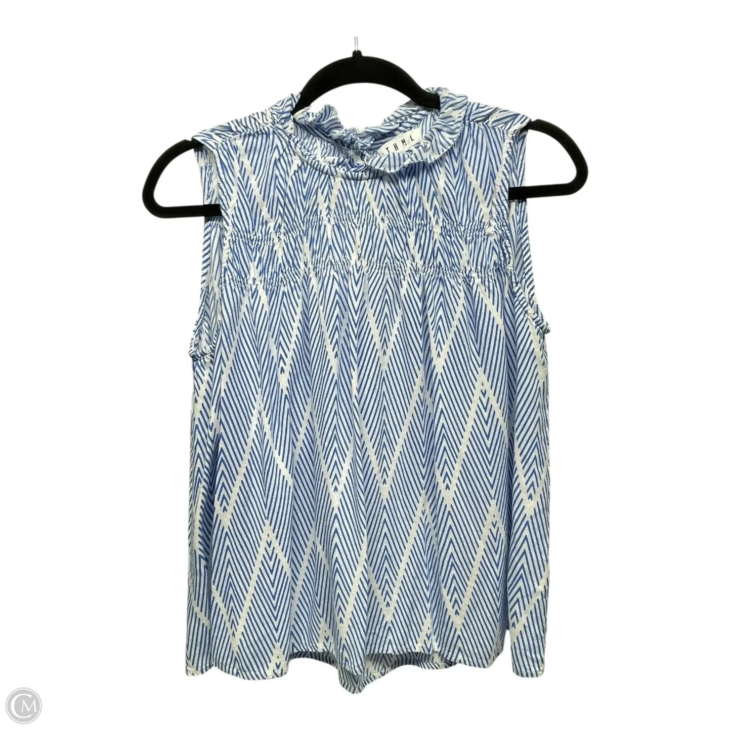 Top Sleeveless By Thml In Blue & White, Size: L